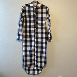 NAVY/WHITE BUFFALO CHECK GIRLFRIEND MIDI DRESS